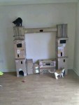 Diy cat house with run cardboard boxes