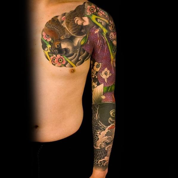 Artistic cat arm sleeve tattoos animals