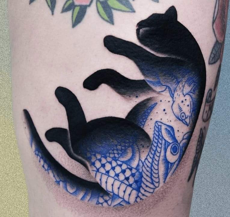 Beautiful large cat tattoo