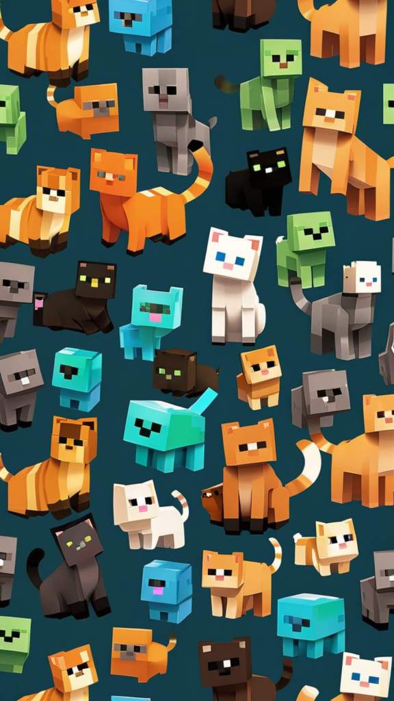 2k minecraft cats mobile phone wallpaper