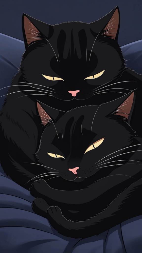 Black cat cartoon image mobile wallpaper hd