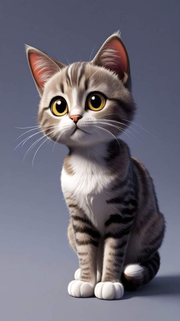 Cartoon cat black brown white phone wallpaper 2k