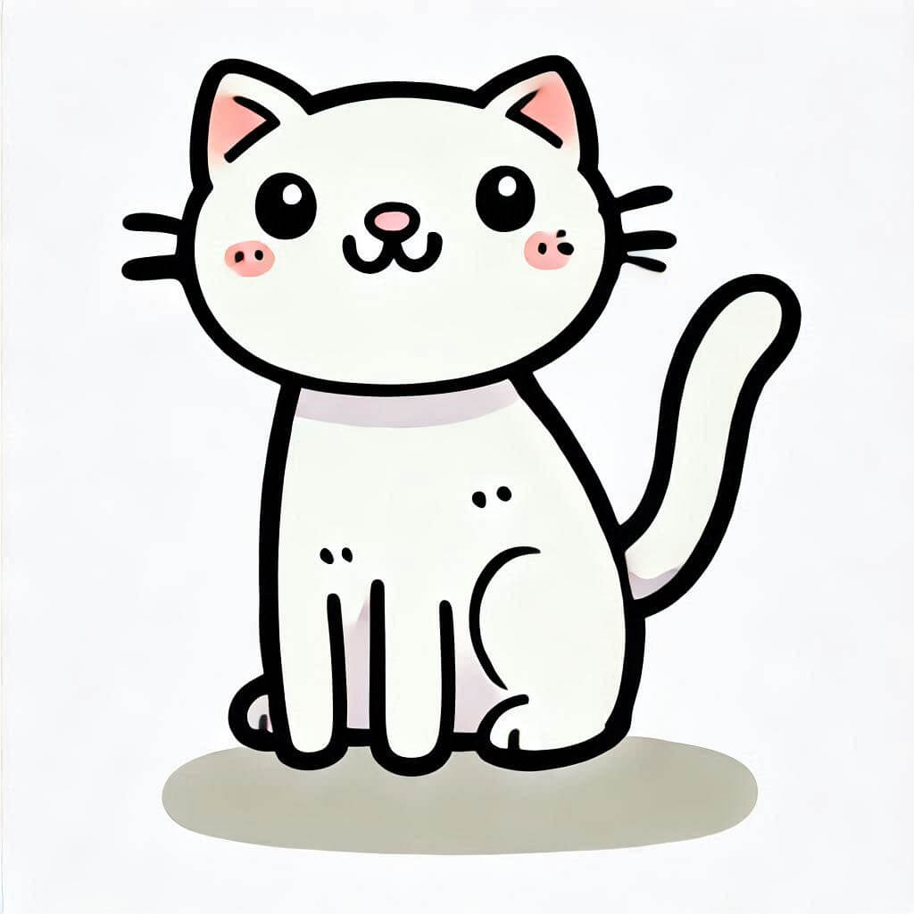 cartoon cat drawing easy basic lines