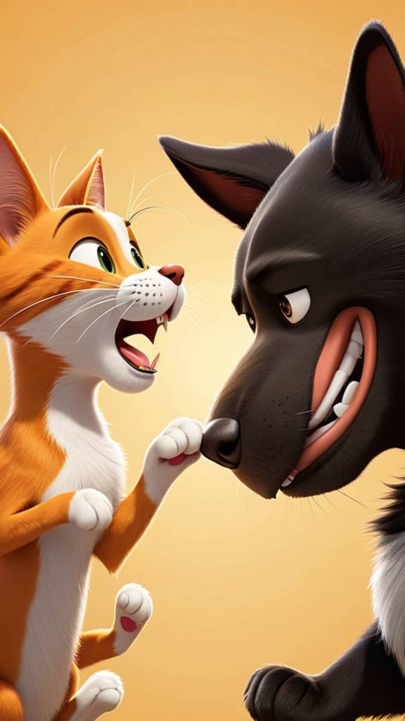 Cartoon cat vs cartoon dog wallpaper for mobile hd