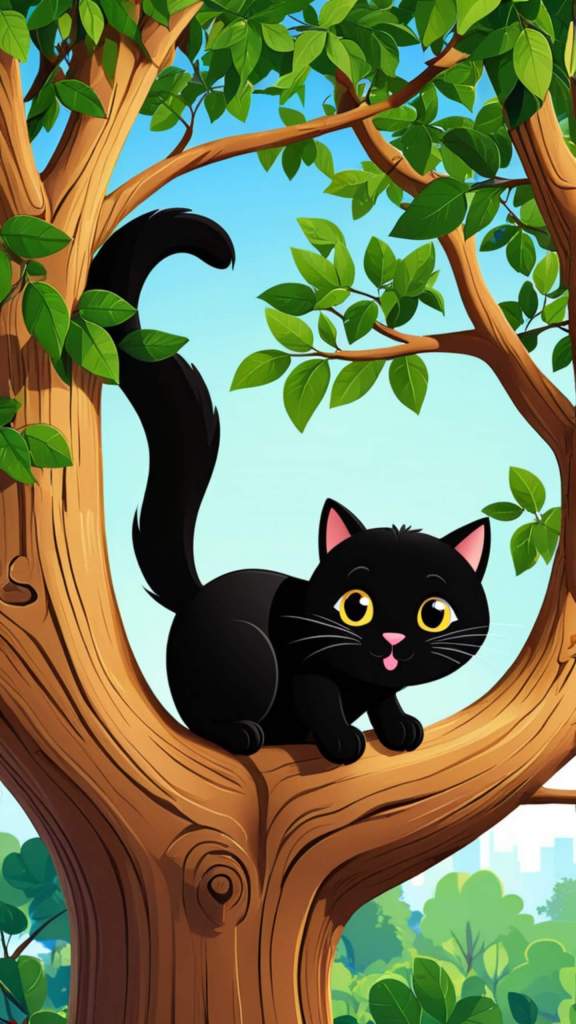 Cartoon of a black cat character mobile wallpaper 4k