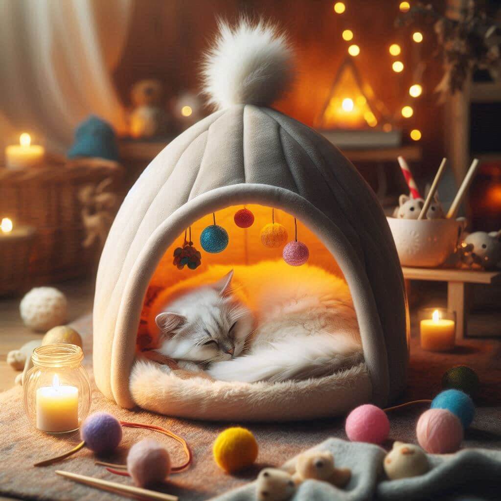 Cat igloo bed image concept