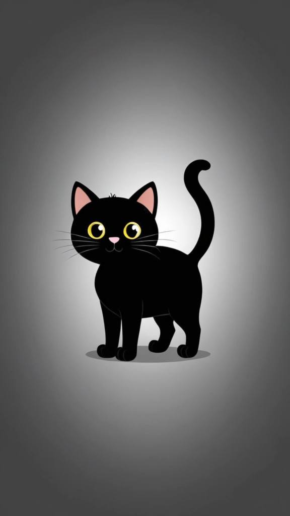 Cute black cat cartoon mobile phone wallpaper 4k