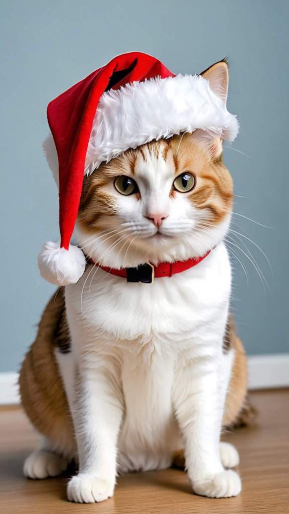 Cute kitty cat santa hat mobile background 2k hd