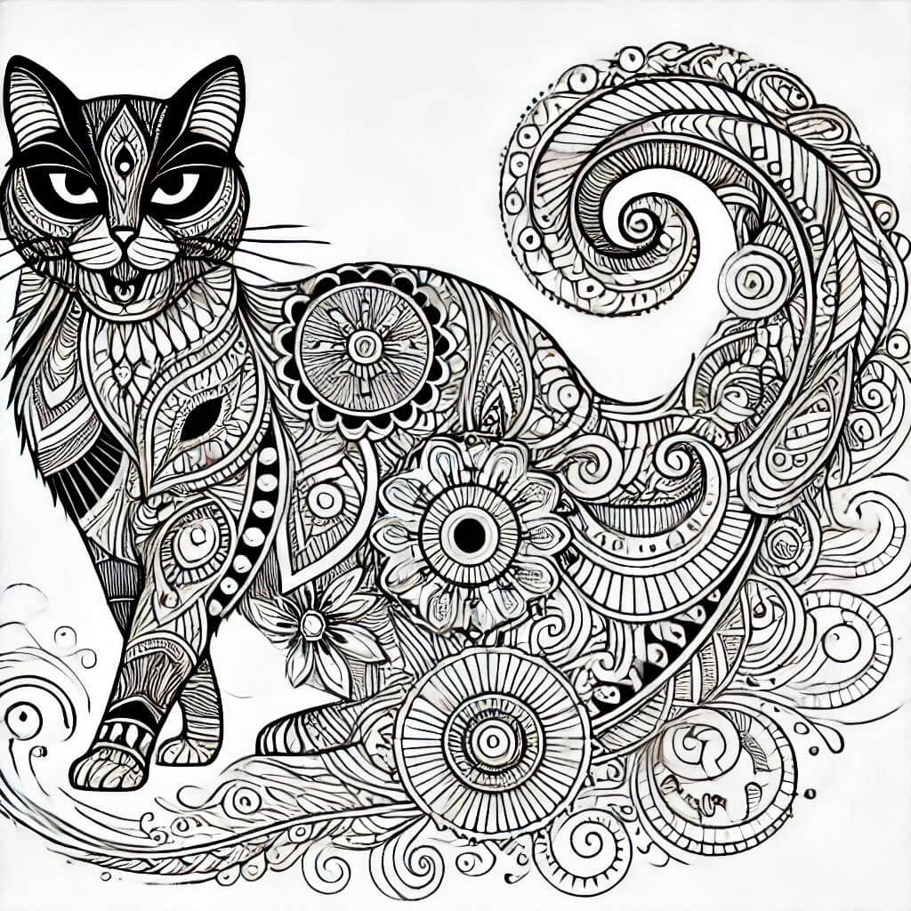 Free colouring in sheets of a cat adult