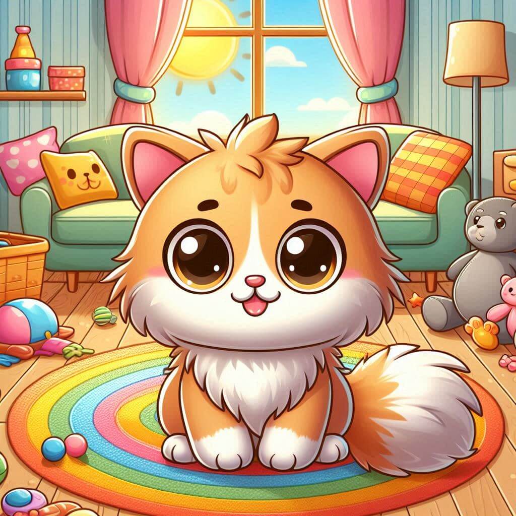 Orange and white cartoon cat adorable fluffy image