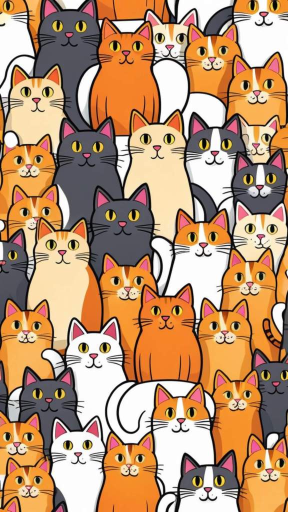 Simple cartoon cat background for mobile