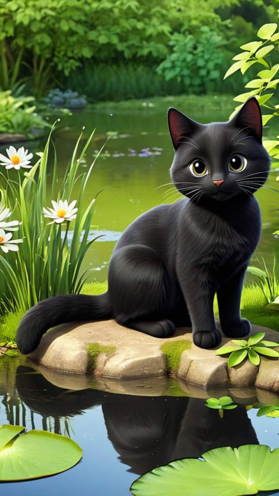 Very cute black cat mobile wallpaper 4k cartoon