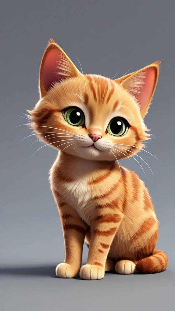 Very cute cartoon cat with green eyes hd mobile wallpaper