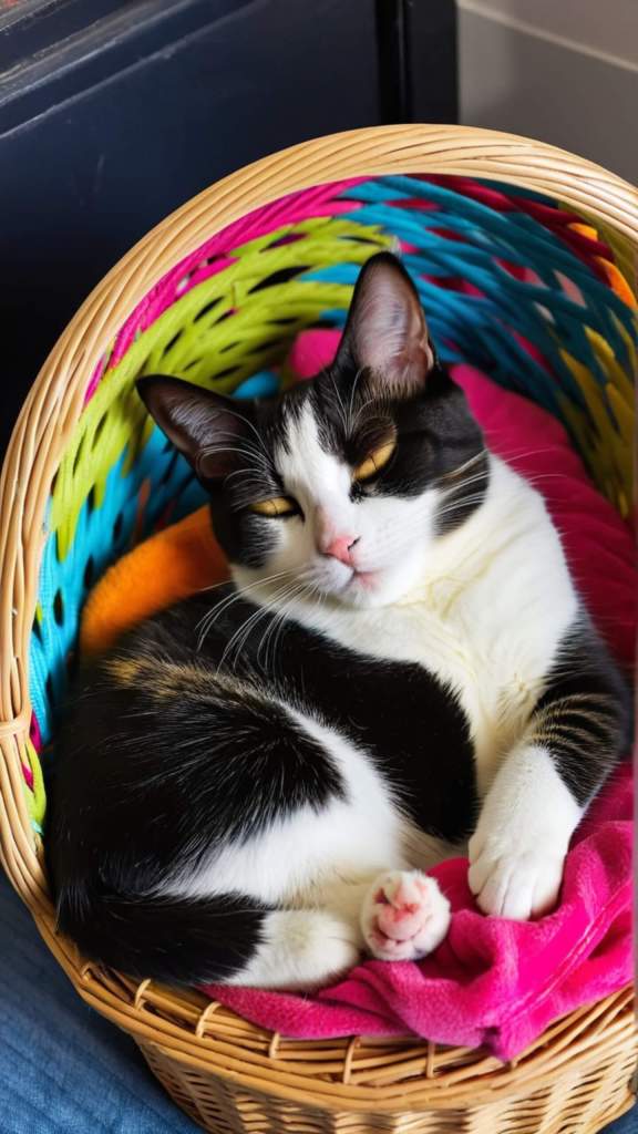 Cat mobile wallpaper 4k colourful basket download