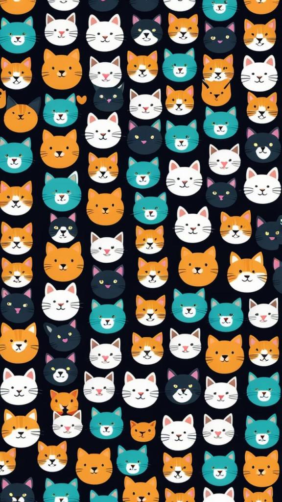 Colourful snapchat cat faces background image