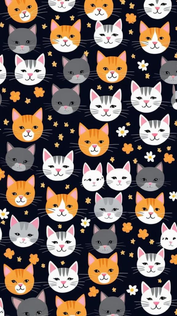 Cute cat pattern wallpaper for snapchat 720x1280