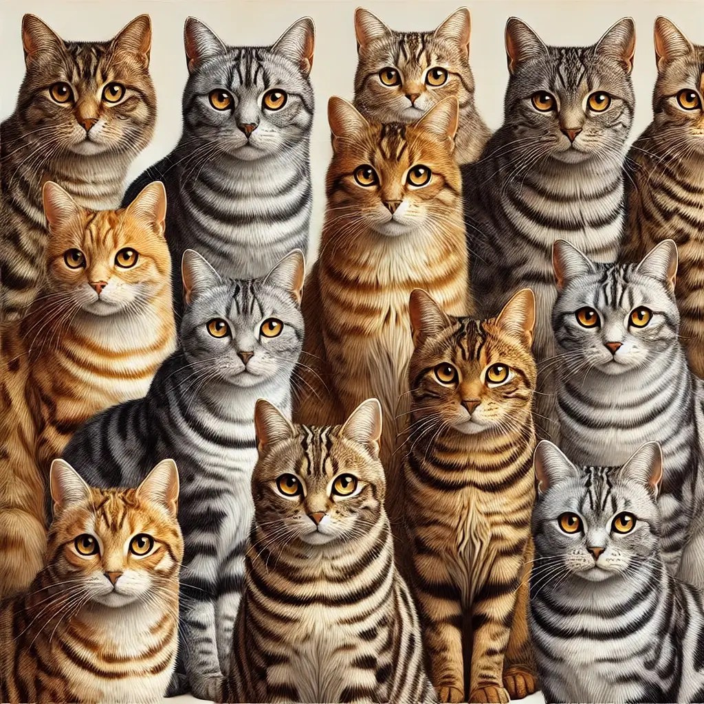 Different tabby cat coat patterns