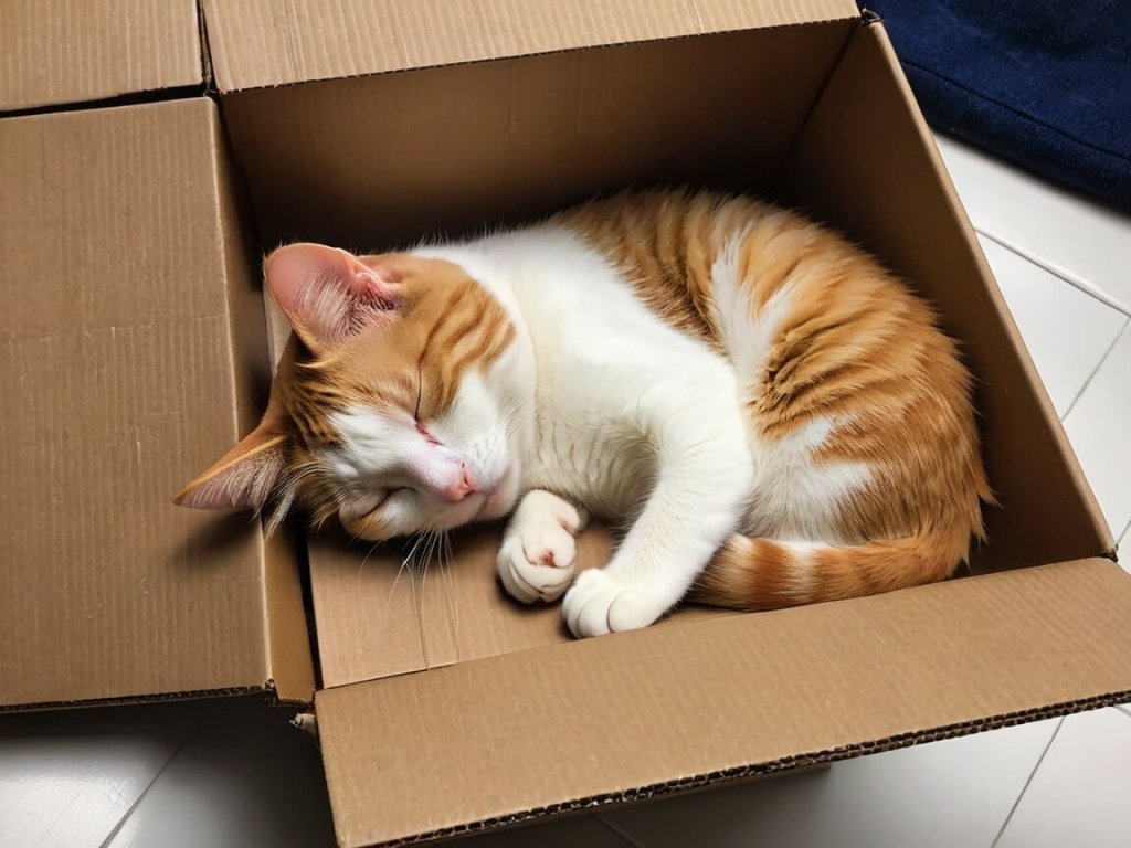Why do cats love boxes a cat sleeping in a box